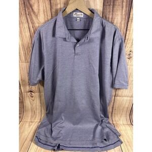 Peter Millar Mens Polo Shirt  Short‎ Sleeve Navy Blue Stripes Nanoluxe XXL 2XL